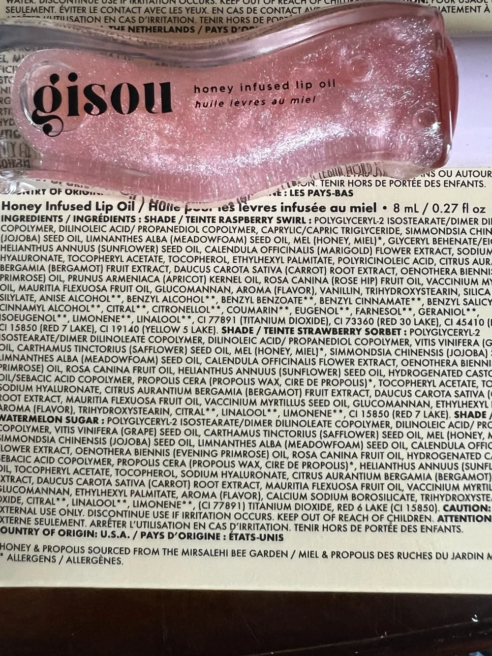 NEW Gisou Pink Shimmer Honey-Infused Lip Oil 8ml Watermelon Sugar